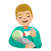 Émoji 👨🏼‍🍼 Homme Allaitant Un Bébé : Peau Moyennement Claire sur Google Android 11.0.