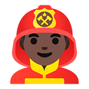👨🏿‍🚒 Emoji Bombero: Tono De Piel Oscuro en Google Android 11.0.