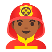 Emoji 👨🏾‍🚒 Pompiere Uomo: Carnagione Abbastanza Scura su Google Android 11.0.
