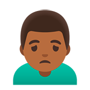 🙍🏾‍♂️ Emoji Hombre Frunciendo El Ceño: Tono De Piel Oscuro Medio en Google Android 11.0.