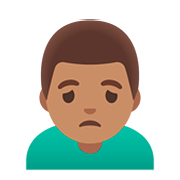 🙍🏽‍♂️ Emoji missmutiger Mann: mittlere Hautfarbe Google Android 11.0.