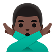 Emoji 🙅🏿‍♂️ Uomo Con Gesto Di Rifiuto: Carnagione Scura su Google Android 11.0.