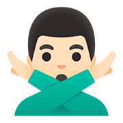 🙅🏻‍♂️ Emoji Hombre Haciendo El Gesto De «no»: Tono De Piel Claro en Google Android 11.0.