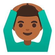 Emoji 🙆🏾‍♂️ Uomo Con Gesto OK: Carnagione Abbastanza Scura su Google Android 11.0.