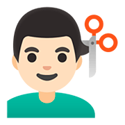 💇🏻‍♂️ Emoji Hombre Cortándose El Pelo: Tono De Piel Claro en Google Android 11.0.