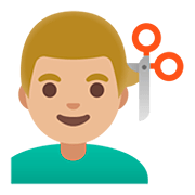 💇🏼‍♂️ Emoji Hombre Cortándose El Pelo: Tono De Piel Claro Medio en Google Android 11.0.