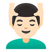 💆🏻‍♂️ Emoji Hombre Recibiendo Masaje: Tono De Piel Claro en Google Android 11.0.