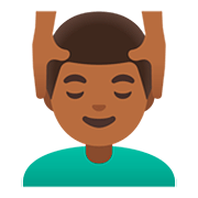 Émoji 💆🏾‍♂️ Homme Qui Se Fait Masser : Peau Mate sur Google Android 11.0.