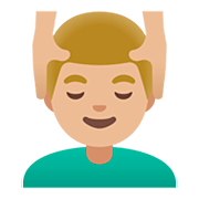 Emoji 💆🏼‍♂️ Uomo Che Riceve Un Massaggio: Carnagione Abbastanza Chiara su Google Android 11.0.