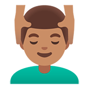 💆🏽‍♂️ Emoji Mann, der eine Kopfmassage bekommt: mittlere Hautfarbe Google Android 11.0.