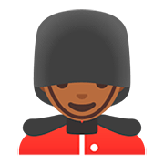 Emoji 💂🏾‍♂️ Guardia Uomo: Carnagione Abbastanza Scura su Google Android 11.0.