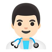 👨🏻‍⚕️ Emoji Homem Profissional Da Saúde: Pele Clara na Google Android 11.0.