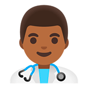 Emoji 👨🏾‍⚕️ Operatore Sanitario: Carnagione Abbastanza Scura su Google Android 11.0.
