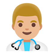 👨🏼‍⚕️ Emoji Homem Profissional Da Saúde: Pele Morena Clara na Google Android 11.0.