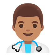 👨🏽‍⚕️ Emoji Profesional Sanitario Hombre: Tono De Piel Medio en Google Android 11.0.