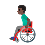 👨🏿‍🦽 Emoji Mann in manuellem Rollstuhl: dunkle Hautfarbe Google Android 11.0.