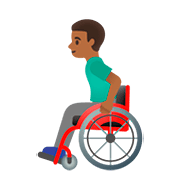 👨🏾‍🦽 Emoji Mann in manuellem Rollstuhl: mitteldunkle Hautfarbe Google Android 11.0.