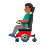 👨🏾‍🦼 Emoji Mann in elektrischem Rollstuhl: mitteldunkle Hautfarbe Google Android 11.0.
