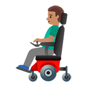 👨🏽‍🦼 Emoji Homem Em Cadeira De Rodas Motorizada: Pele Morena na Google Android 11.0.