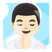 🧖🏻‍♂️ Emoji Mann in Dampfsauna: helle Hautfarbe Google Android 11.0.