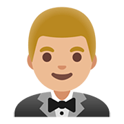 🤵🏼‍♂️ Emoji Homem de smoking: Pele Morena Clara na Google Android 11.0.