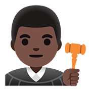 👨🏿‍⚖️ Emoji Richter: dunkle Hautfarbe Google Android 11.0.