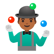 🤹🏾‍♂️ Emoji Homem Malabarista: Pele Morena Escura na Google Android 11.0.
