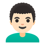 👨🏻‍🦱 Emoji Mann: helle Hautfarbe, lockiges Haar Google Android 11.0.