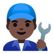 Emoji 👨🏿‍🔧 Meccanico Uomo: Carnagione Scura su Google Android 11.0.