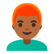 Emoji 👨🏾‍🦰 Uomo: Carnagione Abbastanza Scura E Capelli Rossi su Google Android 11.0.