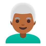 Emoji 👨🏾‍🦳 Uomo: Carnagione Abbastanza Scura E Capelli Bianchi su Google Android 11.0.