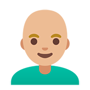 Emoji 👨🏼‍🦲 Uomo: Carnagione Abbastanza Chiara E Calvo su Google Android 11.0.
