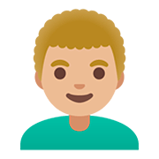 Émoji 👨🏼‍🦱 Homme : Peau Moyennement Claire Et Cheveux Bouclés sur Google Android 11.0.