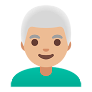 Émoji 👨🏼‍🦳 Homme : Peau Moyennement Claire Et Cheveux Blancs sur Google Android 11.0.
