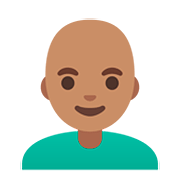👨🏽‍🦲 Emoji Mann: mittlere Hautfarbe, Glatze Google Android 11.0.
