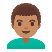 👨🏽‍🦱 Emoji Homem: Pele Morena E Cabelo Cacheado na Google Android 11.0.