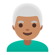 👨🏽‍🦳 Emoji Mann: mittlere Hautfarbe, weißes Haar Google Android 11.0.