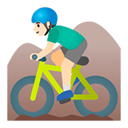🚵🏻‍♂️ Emoji Homem Fazendo Mountain Bike: Pele Clara na Google Android 11.0.