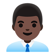 Émoji 👨🏿‍💼 Employé De Bureau : Peau Foncée sur Google Android 11.0.