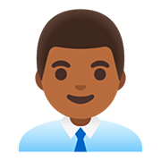 👨🏾‍💼 Emoji Funcionário De Escritório: Pele Morena Escura na Google Android 11.0.