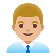 👨🏼‍💼 Emoji Oficinista Hombre: Tono De Piel Claro Medio en Google Android 11.0.