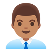 👨🏽‍💼 Emoji Oficinista Hombre: Tono De Piel Medio en Google Android 11.0.