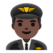 👨🏿‍✈️ Emoji Pilot: dunkle Hautfarbe Google Android 11.0.