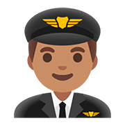 👨🏽‍✈️ Emoji Pilot: mittlere Hautfarbe Google Android 11.0.