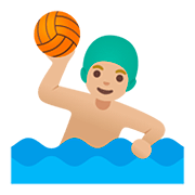 🤽🏼‍♂️ Emoji Hombre Jugando Al Waterpolo: Tono De Piel Claro Medio en Google Android 11.0.