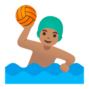 🤽🏽‍♂️ Emoji Wasserballspieler: mittlere Hautfarbe Google Android 11.0.