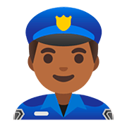 👮🏾‍♂️ Emoji Policial Homem: Pele Morena Escura na Google Android 11.0.