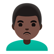 🙎🏿‍♂️ Emoji schmollender Mann: dunkle Hautfarbe Google Android 11.0.