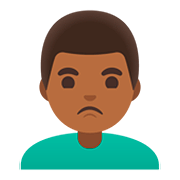🙎🏾‍♂️ Emoji Homem Fazendo Bico: Pele Morena Escura na Google Android 11.0.