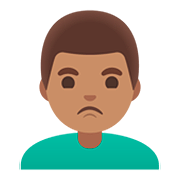 🙎🏽‍♂️ Emoji Hombre Haciendo Pucheros: Tono De Piel Medio en Google Android 11.0.